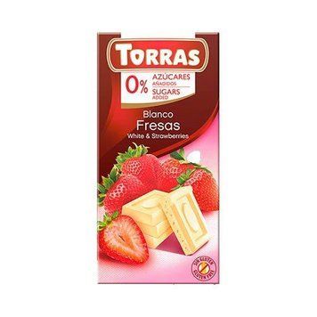 Шоколад белый без сахара и глютена с клубникой Тоrras 75 г 1879-1 фото