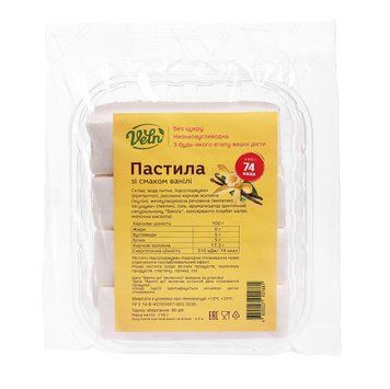 Пастила низкокалорийная со вкусом ванили ТМ "VELN", без сахара, 110 г 4091 фото