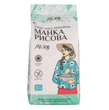 Мука "Манка рисовая" без глютена Ms. Tally, 1 кг 6747 фото