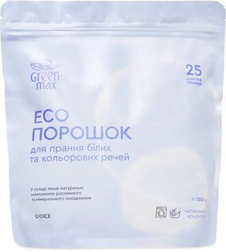 Эко порошок для стирки белых и цветных вещей Green Max 1000 г 5852 фото