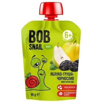 Пюре фруктовое Яблоко-Груша-Чернослив Bob Snail 90 г 5319 фото