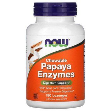 Now Foods, Papaya Enzymes жувальні пастилки з ферментами папаї, 180 пастилок 4123 фото