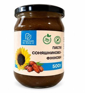 Урбеч (паста кремова) із насіння соняшника з фініковим сиропом 500 г 2106 фото
