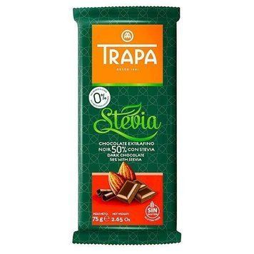 Шоколад чорний 50% без цукру, Trapa stevia, 75 г 1404 фото