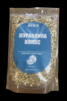 Овсяные хлопья без глютена с клюквой и кокосом ТМ Bebig 450 г 6189 фото