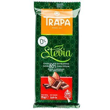 Шоколад чорний 80% без цукру Trapa stevia, 75 г 1405 фото