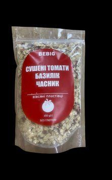 Овсяные хлопья без глютена с томатом, базиликом и чесноком ТМ Bebig 450 г 6190 фото