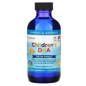 Рідкий риб'ячий жир для дітей від 1 до 6 років, Children's DHA, Nordic Naturals, полуниця, 530 мг, 119 мл 6138 фото