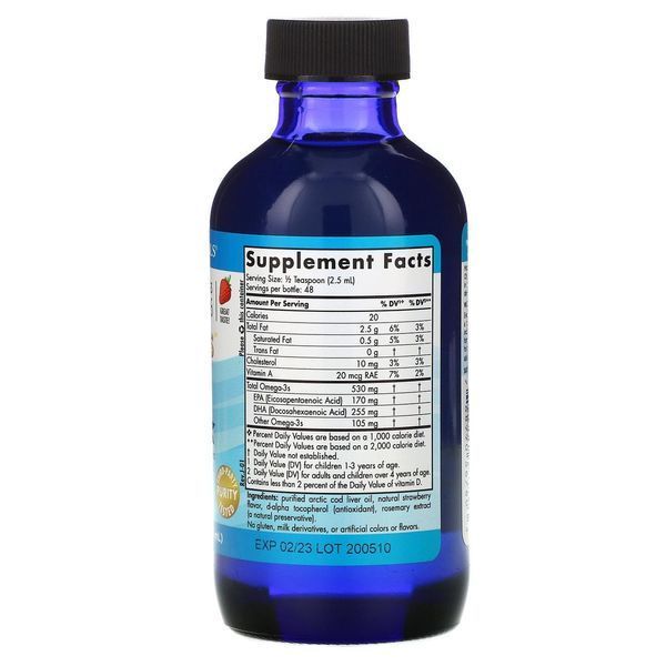 Рідкий риб'ячий жир для дітей від 1 до 6 років, Children's DHA, Nordic Naturals, полуниця, 530 мг, 119 мл 6138 фото