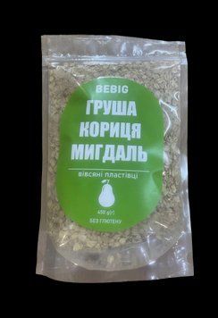Овсяные хлопья без глютена с грушей, корицей и миндалем ТМ Bebig 450 г 6191 фото