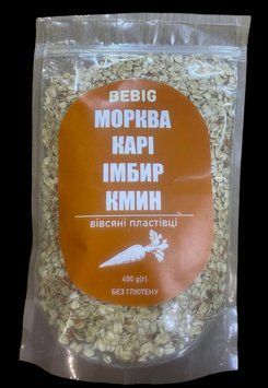 Овсяные хлопья без глютена с морковью и специями ТМ Bebig 450 г 6192 фото