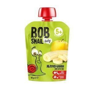 Пюре фруктовое без сахара яблоко-банан для детей от 5 месяцев, Bob Snail 90 г 2598 фото