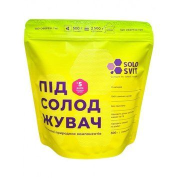 Подсластитель без привкуса, желтый дойпак SoloSvit, 1:5, 500 г 5992 фото