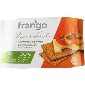 Хлібці нутові з луком ТМ Frango, 100 г 2564 фото