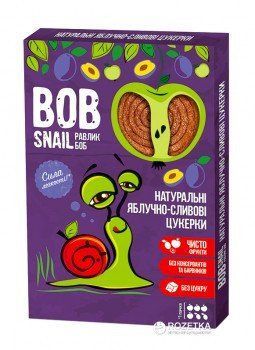 Натуральні Яблучно-Сливові Цукерки ТМ BOB SNAIL 60 г Пастила без цукру Равлик Боб 2297 фото