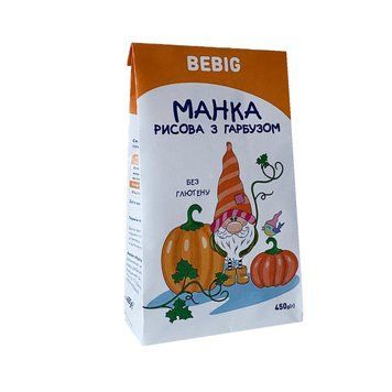 Манка без глютену рисова з гарбузом, ТМ Beвig, 450 г 1611 фото