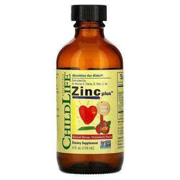 Детский цинк жидкий ChildLife, Essentials, Zinc Plus, натуральный вкус манго и клубники, 118 мл 5950 фото