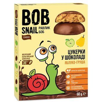 Натуральні Цукерки в Молочному шоколаді груша - яблуко ТМ BOB SNAIL (РАВЛИК БОБ) 60 г 2420-2 фото