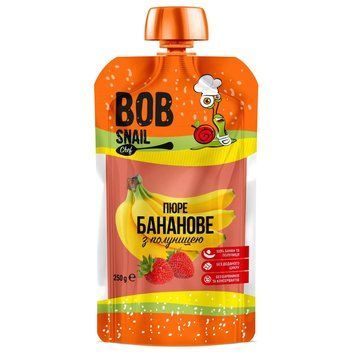 Пюре фруктовое банан-клубника пастеризованное, Bob Snail 250 г 2675 фото