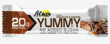 Батончик протеїновий без цукру карамель і шоколад YummY Bar 36,6%, FitWin, 55 г 6254 фото