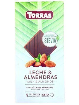 Шоколад Torras молочний з мигдалем без цукру 125г 2487 фото