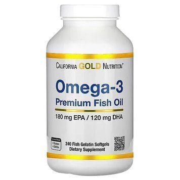 California Gold Nutrition, омега-3, рыбий жир премиального качества, 240 рыбно-желатиновых капсул 2388-2 фото