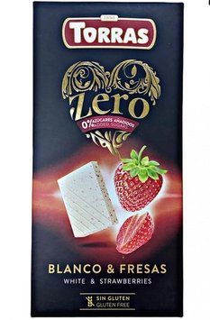 Шоколад белый без сахара с клубникой Torras 125 г 2993 фото