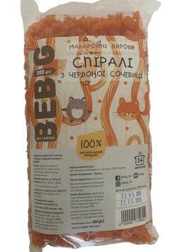 Макароны безглютеновые "Спирали с красной чечевицы" ТМ &laquo;BEBIG&raquo; 300 г. 4178 фото